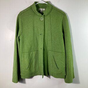 Womens Coldwater Creek Artsy Wool Blend‎ Jacket Green S Raw Edges